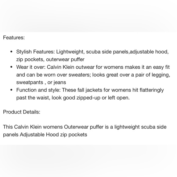 NWT Calvin Klein Women's Light-Weight Hooded Puffer Jacket - Size Large - Picture 8 of 8